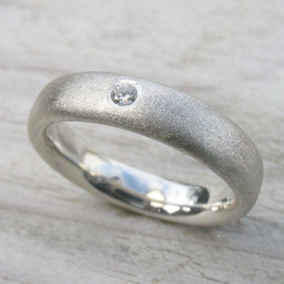 Frosted Silver Diamond Wedding Rings - Custom Jewellery By All Uniqueness
