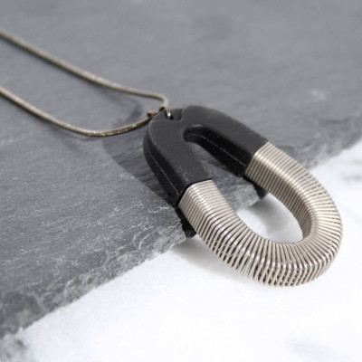 Bert Black Silver Spring Pendant - Custom Jewellery By All Uniqueness