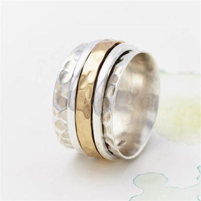 Karma Bronze And Silver Spinning Ring - Custom Jewellery By All Uniqueness
