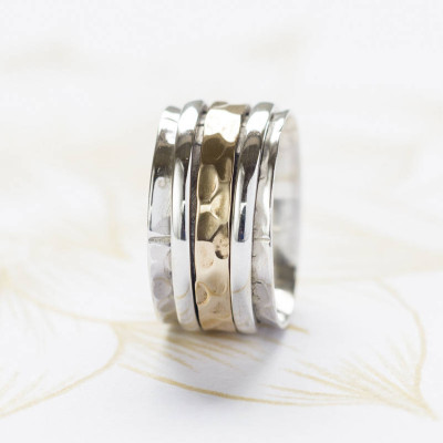 Karma Bronze And Silver Spinning Ring - Custom Jewellery By All Uniqueness