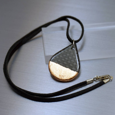 Carbon Fibre Tear Drop Pendant Necklace - Custom Jewellery By All Uniqueness