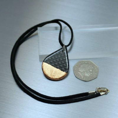 Carbon Fibre Tear Drop Pendant Necklace - Custom Jewellery By All Uniqueness