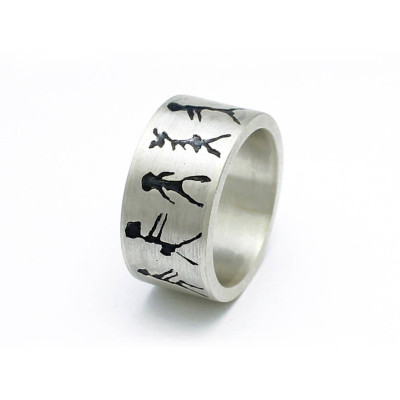 Capivara Cave Art Silver Band Ring - Custom Jewellery By All Uniqueness