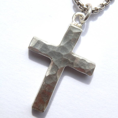 Chunky Hammered Silver Cross Necklace - Custom Jewellery By All Uniqueness