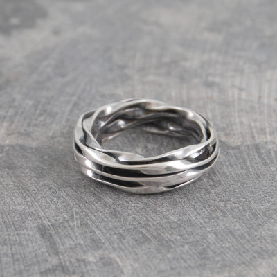 Chunky Mens Silver Oxidised Wrap Ring - Custom Jewellery By All Uniqueness