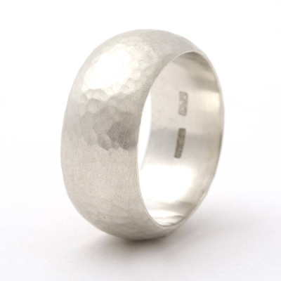 Chunky Silver Rounded Hammered Ring - Custom Jewellery By All Uniqueness