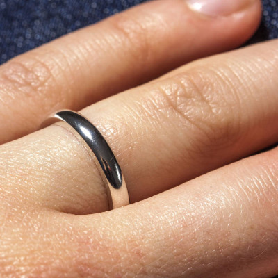 Silver D Shape Wedding Band - Custom Jewellery By All Uniqueness