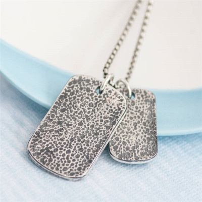 Dog Tag With Baby Prints And Birth Info Necklace - Two Pendants - Custom Jewellery By All Uniqueness