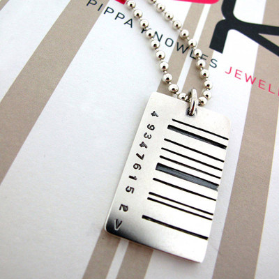 Wide Barcode Tag Pendant - Custom Jewellery By All Uniqueness