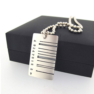 Wide Barcode Tag Pendant - Custom Jewellery By All Uniqueness