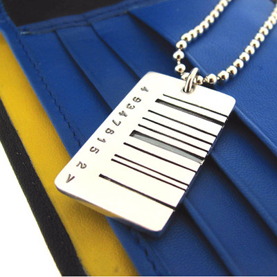 Wide Barcode Tag Pendant - Custom Jewellery By All Uniqueness