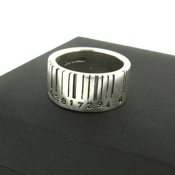 Extra Wide Silver Barcode Ring - Custom Jewellery By All Uniqueness