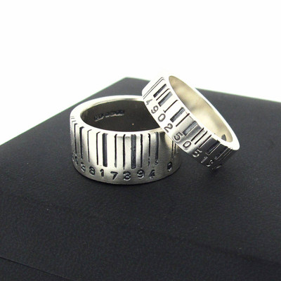 Extra Wide Silver Barcode Ring - Custom Jewellery By All Uniqueness