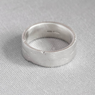 Silver Flat Sand Cast Wedding Ring - Custom Jewellery By All Uniqueness