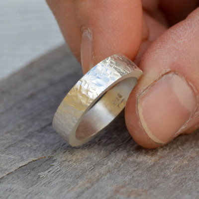 Textured Wedding Band In Silver - Custom Jewellery By All Uniqueness