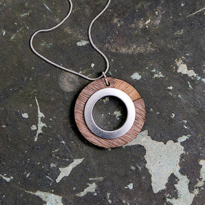Frank Circle Stainless Steel And Wood Pendant - Custom Jewellery By All Uniqueness
