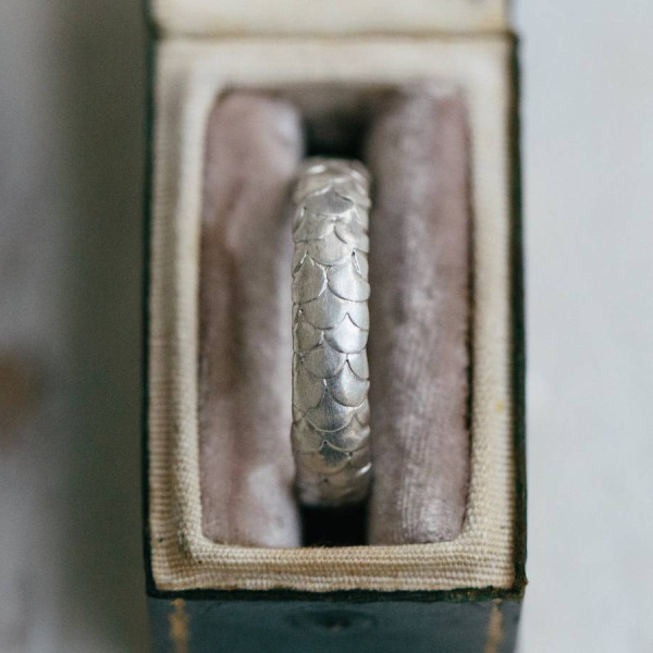 Gents Fish Scale Pattern Wedding Ring In Gold - Custom Jewellery By All Uniqueness
