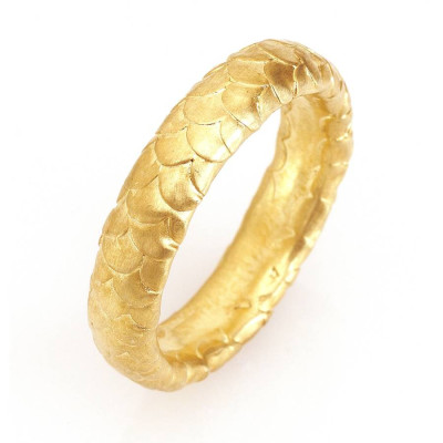 Gents Fish Scale Pattern Wedding Ring In Gold - Custom Jewellery By All Uniqueness