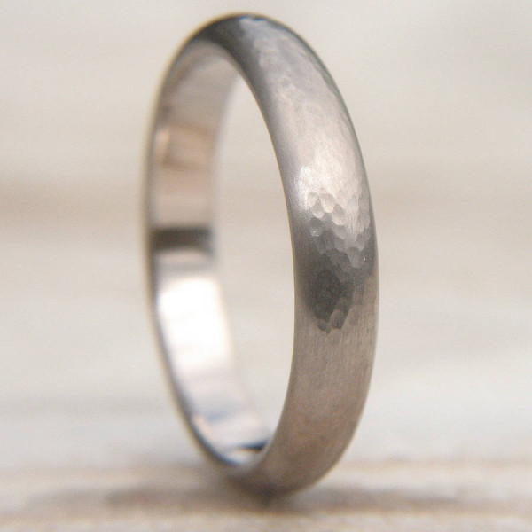 Hammered Wedding Ring In White Gold - Custom Jewellery By All Uniqueness