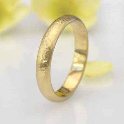 Hammered Ring In Yellow Or Rose Gold - Custom Jewellery By All Uniqueness