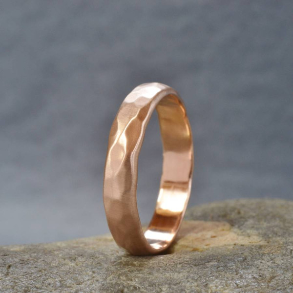 Rose Gold Hammered Wedding Ring - Custom Jewellery By All Uniqueness