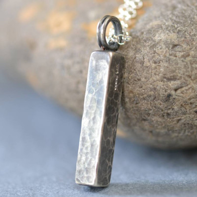 Blacksmiths Silver Hammered Block Necklace - Custom Jewellery By All Uniqueness