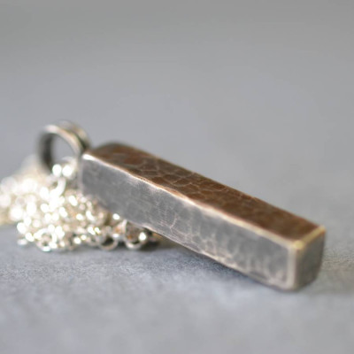 Blacksmiths Silver Hammered Block Necklace - Custom Jewellery By All Uniqueness