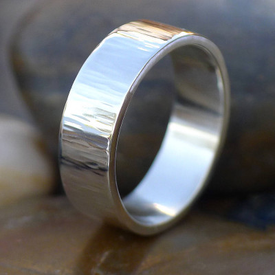 Hammered Silver Ring With Tree Bark Finish - Custom Jewellery By All Uniqueness