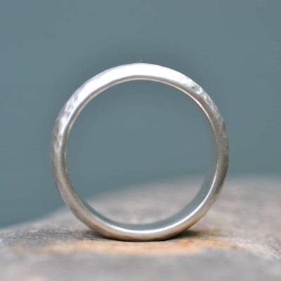 Silver Wedding Ring Lightly Hammered Finish - Custom Jewellery By All Uniqueness