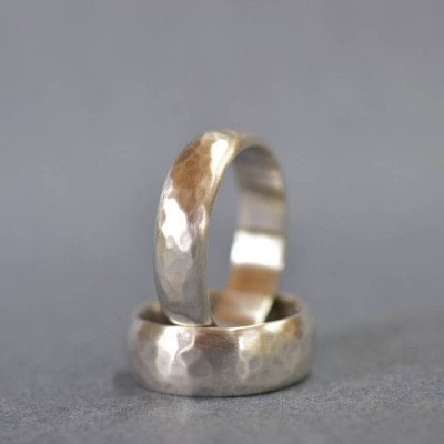 Silver Wedding Ring With Hammered Finish - Custom Jewellery By All Uniqueness