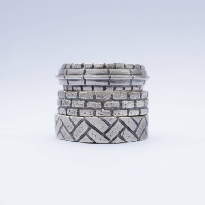 Herringbone Brick Silver Ring - Custom Jewellery By All Uniqueness