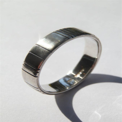 Mens Silver Barcode Oxidized Ring - Custom Jewellery By All Uniqueness