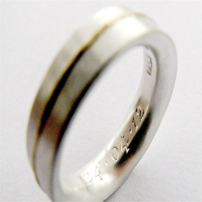 Medium Silver Ring With Gold Detail - Custom Jewellery By All Uniqueness