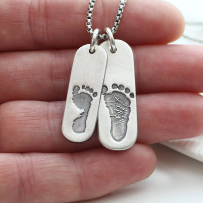 Mens Double Footprint Tag Necklace - Custom Jewellery By All Uniqueness