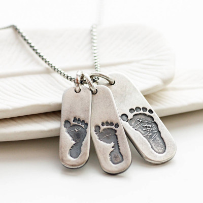 Mens Footprint Trio Tag Necklace - Custom Jewellery By All Uniqueness