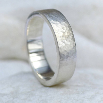 Mens Hammered Ring, Silver Or Gold - Custom Jewellery By All Uniqueness