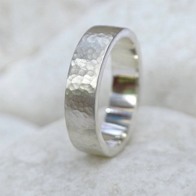 Mens Hammered Ring, Silver Or Gold - Custom Jewellery By All Uniqueness