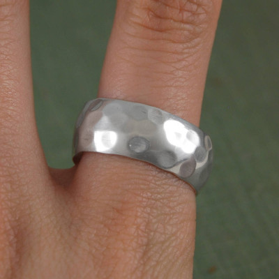 Mens Hammered Silver Ring - Custom Jewellery By All Uniqueness