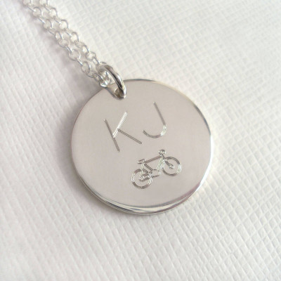 Mens Engraved Monogram Bike Necklace - Custom Jewellery By All Uniqueness