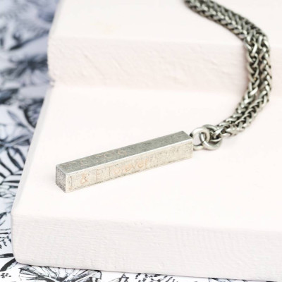 Mens Metal Bar Necklace - Custom Jewellery By All Uniqueness