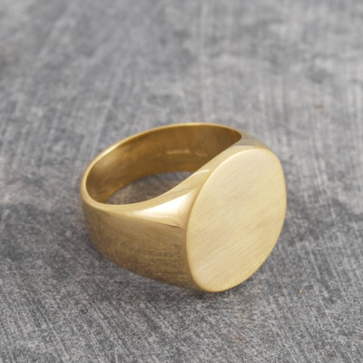 Mens Solid Silver/Gold Circular Signet Ring - Custom Jewellery By All Uniqueness