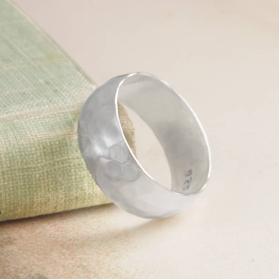 Mens Hammered Silver Ring - Custom Jewellery By All Uniqueness