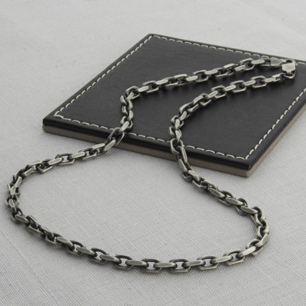 Mens Silver Anchor Chain Style Necklace - Custom Jewellery By All Uniqueness