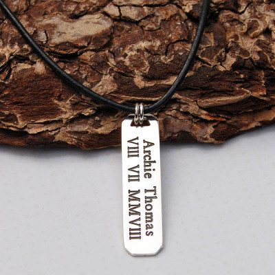 Mens Silver Vertical Bar Necklace - Custom Jewellery By All Uniqueness