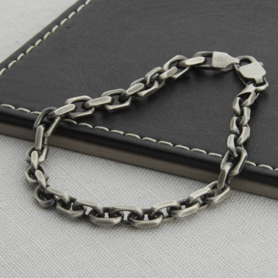 Mens Silver Anchor Chain Style Necklace - Custom Jewellery By All Uniqueness