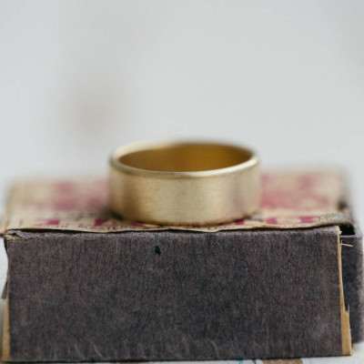 Mens Wide Brushed Pillow Wedding Ring Gold - Custom Jewellery By All Uniqueness