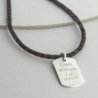 Polished Silver Dog Tag Necklace - Custom Jewellery By All Uniqueness