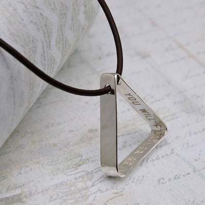 Mens Secret Message Silver Triangle Necklace - Custom Jewellery By All Uniqueness