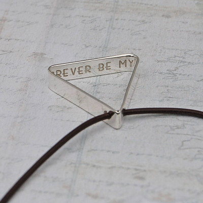 Mens Secret Message Silver Triangle Necklace - Custom Jewellery By All Uniqueness