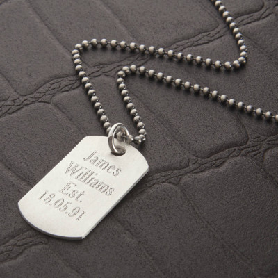 Brushed Silver Dog Tag Necklace - Custom Jewellery By All Uniqueness